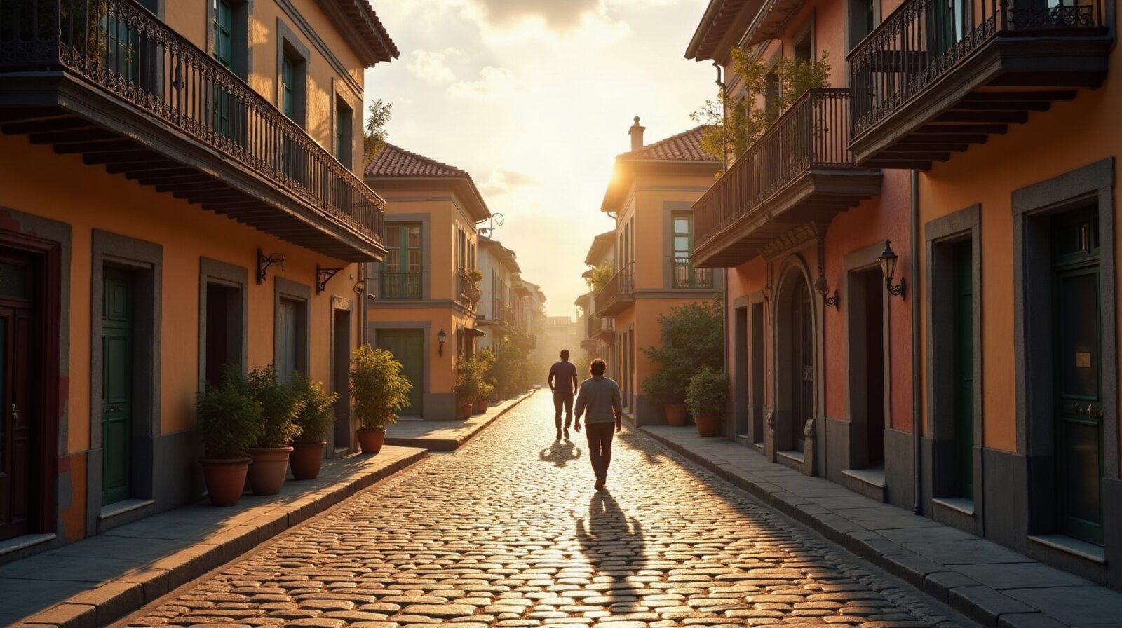 Une rue du centre ancien et ses maisons à balcon